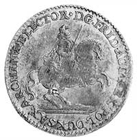 grosz wikariacki 1741, Drezno, Aw: Król na koniu i napis, Rw: Tron i napis, Kop. 301 II 1-R-, Mers..