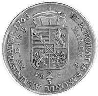 gulden 1763, Drezno, Aw: Popiersie i napis, Rw: Tarcza herbowa i napis, Kop. 329 I 2-R-, Gum. 2311.