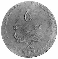 6 groszy 1813, Zamość, Aw: Napis, Rw: Dwie gałązki i nominał, Plage 121, bardzo rzadka moneta.