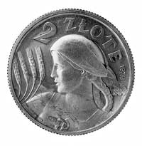 2 złote 1927, Kobieta z kłosami, napis PRÓBA na rewersie, Parchi. P-136d, wybito 100 sztuk, srebro..