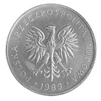 20 złotych 1989, Warszawa, jak moneta obiegowa, bez napisu PRÓBA, mosiądz, 4,97g, Parchimowicz P-3..