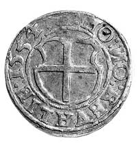 ferding 1554, Rewal, Aw: Herb Wielkiego Mistrza i napis, Rw: Tarcza Zakonu i napis, Neumann 253.