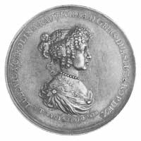 medal Ludwiki Karoliny Radziwiłłówny z 1675 r., Aw: Popiersie księżniczki w prawo w kunsztownej fr..