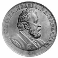 medal poświęcony Włodzimierzowi Dzieduszyckiemu- prezesowi Wystawy Przemysłowej 1877 r., Aw: Popie..