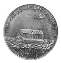 medal religijny XVIII w., Aw: Płynąca Arka Noego