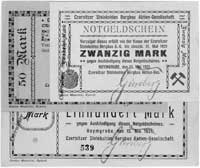 Czernica (Czernitz)- zestaw 20, 50 i 100 marek 31.05.1921 wydane przez Czernitzer Steinkohlen Berg..