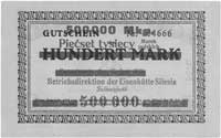 Paruszowiec koło Rybnika (Paruschowitz) 500.000 marek- przedruk na banknocie 100 marek 12.06.1921 ..