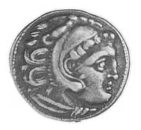 Macedonia- Aleksander III 336-323, drachma, Aw: Głowa Heraklesa w skórze lwa w prawo, Rw: Zeus sie..