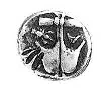 Apollonia Pontika (kolonia Miletu na wybrzeżu Morza Czarnego), diobol 450-400 pne, Aw: Głowa Apoll..