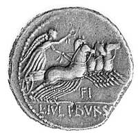denar- L. Julius Bursio- 85 pne, Aw: Głowa Geniu