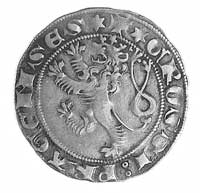 Wacław II 1283-1305, grosz praski, Aw: Korona i napis wokół: WENCEZLAVS SECVNDVS- DEI GRATIA REX B..