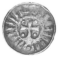denar jednostronny XI w. ; Krzyż; w polu kulki i imitacja napisu w otoku, Gum.CNP 327