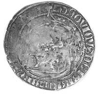 Ludwik I 1342-1382, grosz, Aw: Król na tronie w 