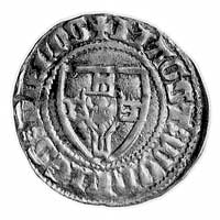 Winrych von Kniprode 1351-1382, szeląg, Aw: Tarcza Wielkiego Mistrza i napis: MAGST WVNRICS PRIMS,..