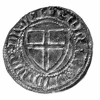 Winrych von Kniprode 1351-1382, szeląg, Aw: Tarcza Wielkiego Mistrza i napis: MAGST WVNRICS PRIMS,..
