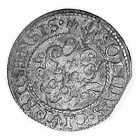szeląg 1582, Ryga, Aw: Monogram królewski i napis, Rw: Herb Rygi i napis, Gum. 800, Kurp. 407 R.