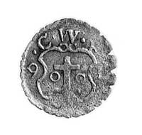 denar 1591, Wschowa, Aw: Orzeł, Rw: Herb Wschowy, Gum. 1485, Kurp 1834 R4, T. 20, duźa rzadkość.