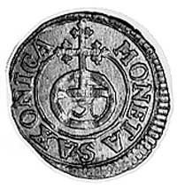 halerz 1708, Drezno, Aw: Monogram królewski, Rw: