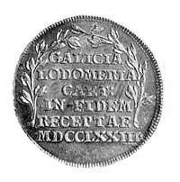 odbitka w srebrze dukata 1773, Aw: Tarcza herbow