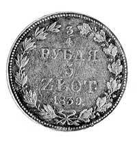 3/4 rubla =5 złotych 1839, Warszawa, Aw: Orzeł carski i napis, Rw: Nominał w wieńcu, Plage 363.