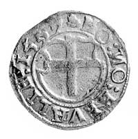 ferding 1557, Aw: Tarcza herbowa Wielkiego Mistrza i napis, Rw: Tarcza herbowa z krzyżem i napis, ..
