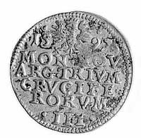 3 krajcary 1597, Aw: Popiersie i napis ADA.W.D.G.DVX.(3).TES.&.M.GLO., Rw: Orzeł, po bokach data, ..