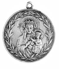 medalik z uszkiem 1915 r., Aw: Matka Boska Częst