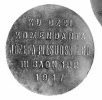 Józef Piłsudski- medal autorstwa Henryka Hertz-Barwińskiego 1917 r., Aw: Popiersie w maciejówce w ..