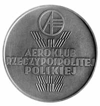 Zawody Gordon-Bennetta w Warszawie 1935 r., medal autorstwa Stanisława Repety, Aw: Skrzydlata post..