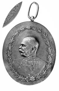 medal owalny nagrodowy za hodowlę konia autorstwa Jaunera, Aw: Popiersie cesarza Franciszka Józefa..