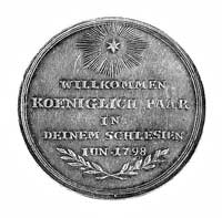 wizyta pruskiej pary królewskiej na Śląsku w 1791 r.- medal autorstwa Koeniga, Aw: Popiersia Fryde..