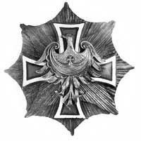 odznaka honorowa Gwiazda Górnośląska, tzw. odmiana mała, gwiazda-mosiądz, krzyż-miedź emaliowana, ..