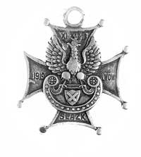 odznaka pamiątkowa Krzyż Ochotniczy dla artylerzystów, mosiądz, 42x42 mm, odznaczenie nieoficjalne..