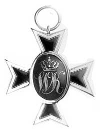 Order Wilhelma - krzyż rycerski, brak wstążki, złoto, emalia czerwona, niebieska i biała, 45x40 mm.