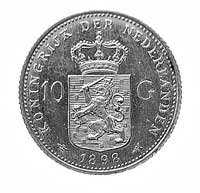 10 guldenów 1898, Aw: Głowa i napis w otoku, Rw: Ukoronowany herb i napis w otoku, Fr. 348, złoto ..