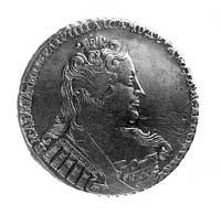 rubel 1733, Aw: Popiersie z małą koroną na głowi