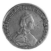 półpołtinnik 1779, Petersburg, Aw: Popiersie w prawo, pod nim litery  i napis w otoku, Rw: Orzeł d..
