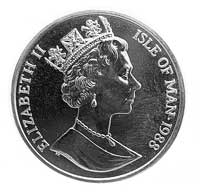 1 nobel 1988, Aw: Popiersie królowej Elżbiety II, w otoku napis, Rw: Żaglowiec, poniżej nominał, p..