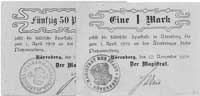 Ińsko (Nörenberg)- 50 fenigów i marka 12.11.1918 wydane przez Magistrat, Schoenawa 1, 2, razem 2 s..
