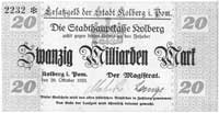 Kołobrzeg (Kolberg)- 20 miliardów marek 20.10.1923 wydane przez Magistrat, Schoenawa 34