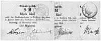 Kołobrzeg (Kolberg)- 5 marek (3 różne odmiany podpisów) 12.11.1918 wydane przez Magistrat, Schoena..