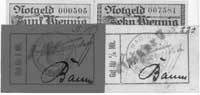 Lębork (Lauenburg)- 1/2 i 1 marka (1914) oraz 5 i 10 fenigów (1919) wydane przez Magistrat, Schoen..