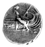 Histiaia- Eubeja, tetrobol III w pne, Aw: Głowa nimfy Histiai w prawo, Rw: Nimfa na łodzi i napis: Sear 2496, 1.42 g.