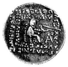 Partia- Dariusz 70 pne, drachma, Aw: Popiersie króla na wprost, Rw: Król siedzący w prawo i napisy, Sellwood 35/5, BMC 56, 4.27 g., bardzo rzadka