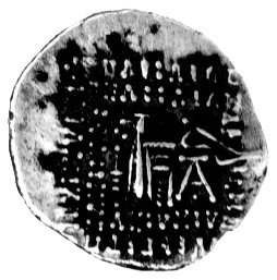 Partia- Vologases III 105-147, drachma (Ekbatana), Aw: Popiersie w tiarze w lewo, Rw: Król siedzący w prawo i napisy wokół, Sellwood 78/3