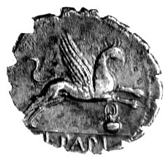 denar- L. Papius 79 pne, Aw: Głowa Juno Sospity w skórze kozy na głowie