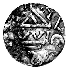 Augsburg- biskup Liutolf 989-996, denar, Aw: Krz
