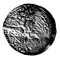 denar 1173-1185/1190 ew. 1177-1185/1190, mennica Wrocław, Aw: Biskup z krzyżem w lewo