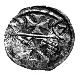 denar 1557, Elbląg, Kurp. 991 R4, Gum. 654, T. 7, rzadki.