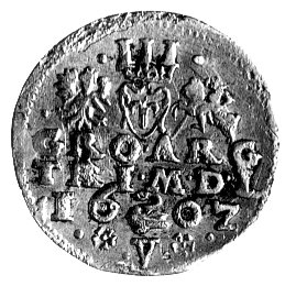 trojak 1602, Wilno, literka V pod herbem Łabędż, Kurp. 2168 R8, T. 20, bardzo rzadki.